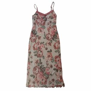 Thirty Thirty Pink Floral Mesh Slip Midi Dress